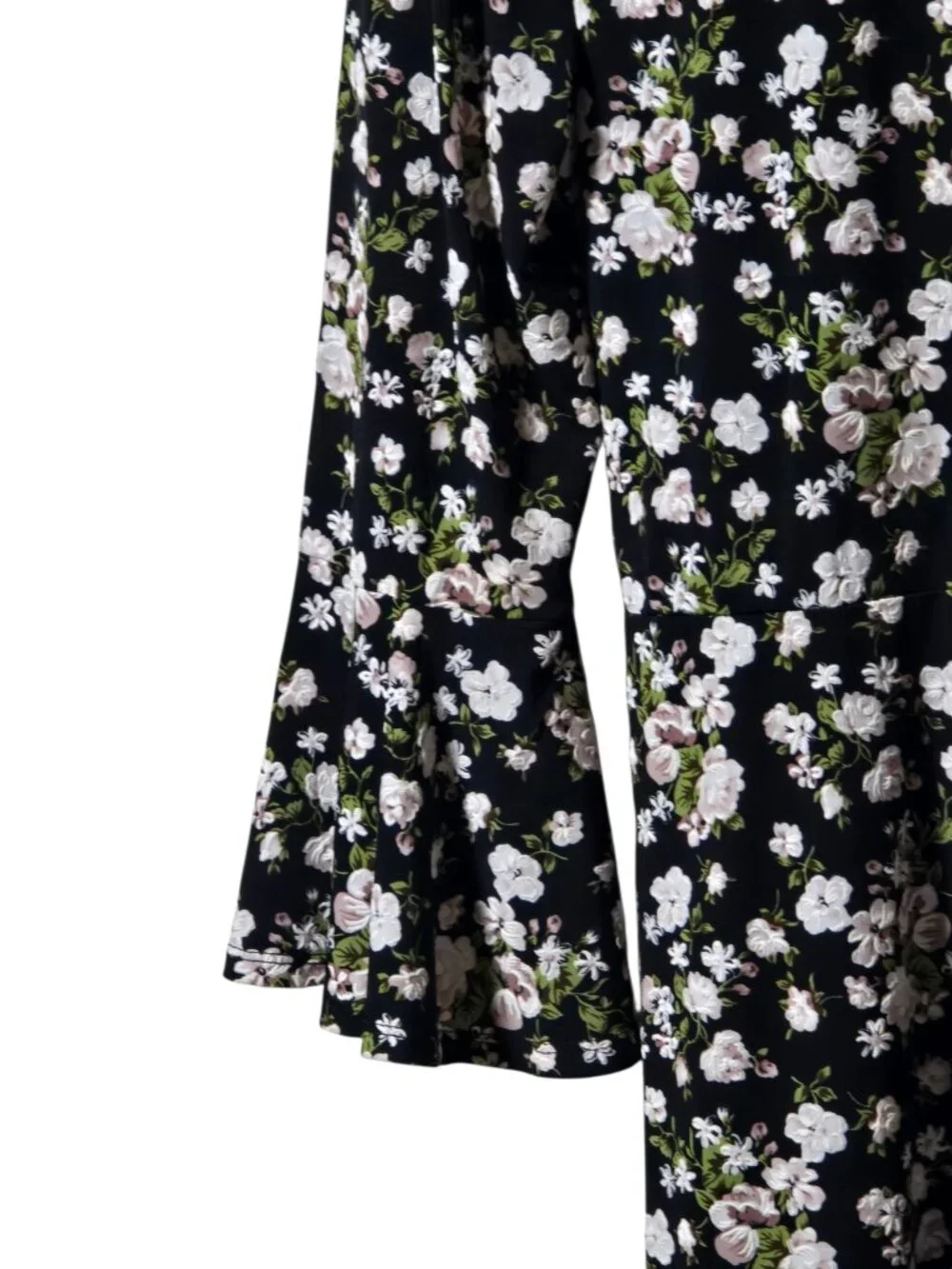 Signature by Robbie Bee PL Black Floral Faux Wrap Dress Petite Large Ruffle Hem